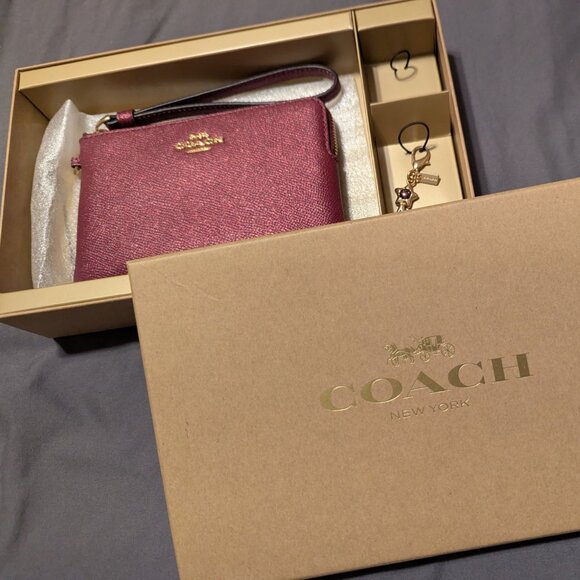 Coach Handbags - NIB - Coach - Sparkly Maroon Wristlet
